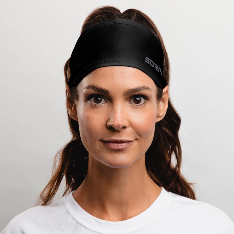 Suddora Solid Color Wide Headband/Sweatband - Workout, Football, Soccer, Yoga (Black) - Image 3